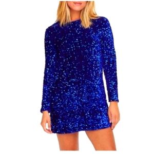 ONLY BLUE SEQUINS MINI DRESS
